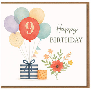 9th Birthday Card, Happy Birthday Card for 9 Year Old