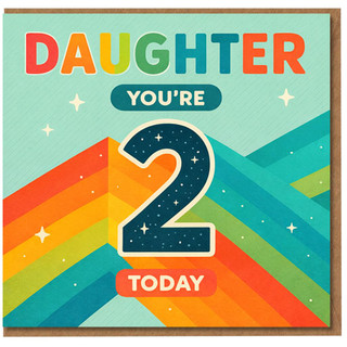 Daughter 2nd Birthday Card, You're 2 Today Rainbow Card