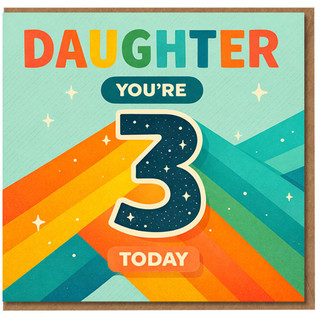 Daughter 3rd Birthday Card, You're 3 Today Rainbow Design