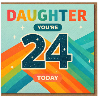Daughter 24th Birthday Card, You're 24 Today Rainbow Retro Greeting Card