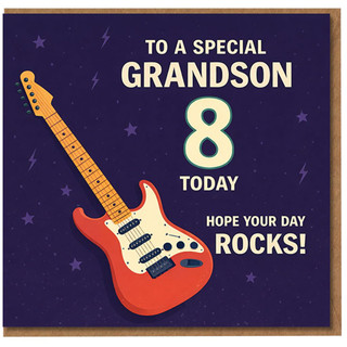 8th Birthday Card for Grandson, Rock Guitar Design
