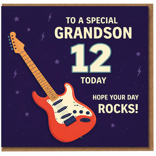 12th Birthday Card for Grandson, Special Grandson Guitar Birthday Card