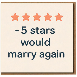 Funny Anniversary Card for Husband, Wife or Partner - 5 Stars Would Marry Again - Review Style Love Card for Spouse