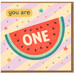 1st Birthday Card, You Are One Watermelon Design Card
