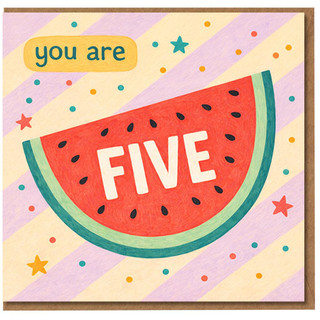 5th Birthday Card, You Are Five Watermelon Card