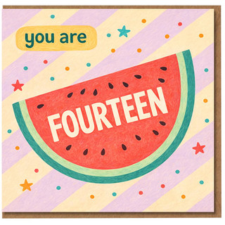 14th Birthday Card, You Are Fourteen Watermelon Design