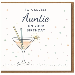 Auntie Birthday Card, To a Lovely Auntie on Your Birthday Cocktail Design