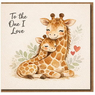 To the One I Love Giraffe Card - Cute Romantic Anniversary or Valentine’s Day Greeting for Partner, Boyfriend or Girlfriend - Sweet Animal Illustration
