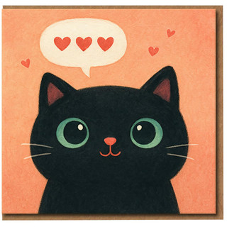 Cute Black Cat Hearts Love Card - Anniversary & Valentine’s Day Greeting Card for Cat Lovers - Blank Inside