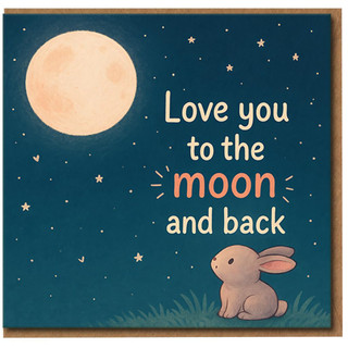 Love You to the Moon and Back Card - Cute Bunny Night Sky - Romantic Love/Anniversary Card for Partner, Boyfriend, Girlfriend, Husband or Wife - Blank Inside