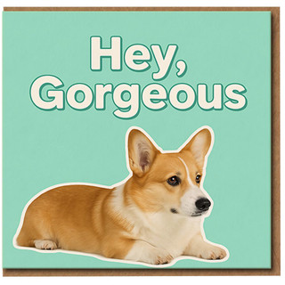 Hey, Gorgeous Corgi Dog Greeting Card - Cute Romantic Love/Anniversary Card for Partner