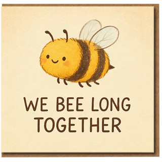 We Bee Long Together Cute Bee Pun Love Anniversary Card for Partner - Funny Romantic Valentine's Day Card with Adorable Bumblebee Illustration - Blank Inside