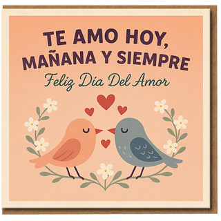 Spanish Love Card - Te Amo Hoy, Mañana y Siempre - Feliz Día del Amor - Romantic Love Birds - Valentine’s Day or Anniversary Greeting Card for Partner