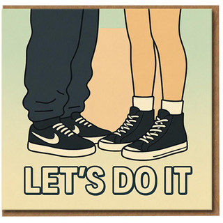 Let's Do It Funny Couples Card - Romantic Love & Anniversary Card for Boyfriend or Girlfriend, Cheeky Trainers Illustration, A6 Greeting with Envelope