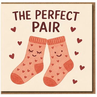 The Perfect Pair Cute Socks Love Card - Romantic Anniversary Card for Couples, Sweet Pun with Heart Pattern, Blank Inside - For Partner, Boyfriend, Girlfriend, Husband or Wife