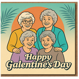 Happy Galentine's Day Card - Retro Ladies Illustration - Funny Friendship Valentine's Card for Best Friends, Girl Mates and Your Favourite Gals