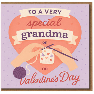 To a Very Special Grandma on Valentine's Day Card - Cute Crochet Yarn Heart Design - Valentine Card for Grandma