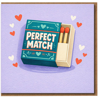 Perfect Match Love Card - Cute Romantic Matchbox Hearts Design - Anniversary or Valentine’s Day Greeting Card for Partner, Boyfriend or Girlfriend - Blank Inside