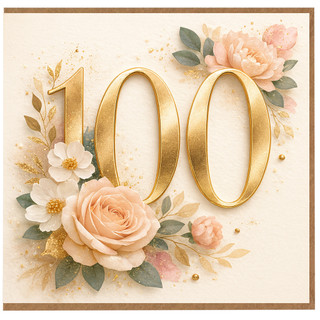 100th Birthday Card, Elegant Floral Gold 100 Card