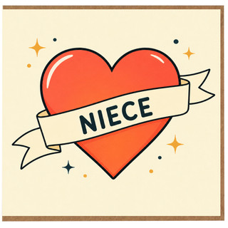 Niece Card, Heart Ribbon Greeting Card