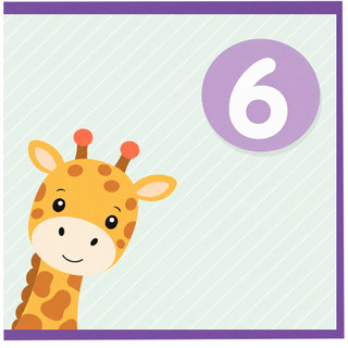 6th Birthday Card, Cute Giraffe Age 6 Card