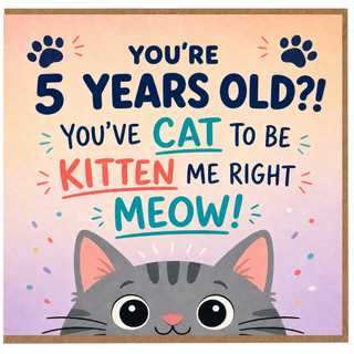 5th Birthday Card for Cat Lovers, Cute Kitten Meow Birthday Card