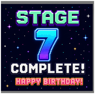 7th Birthday Card, Stage 7 Complete Gamer Birthday Card
