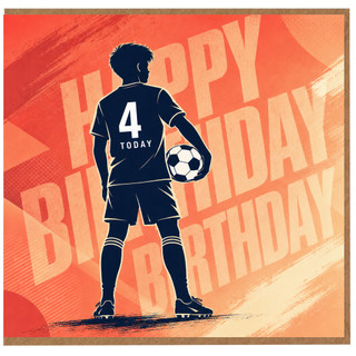 4th Birthday Card for Boy, Football Soccer Birthday Card