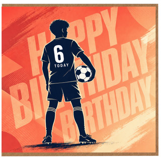 6th Birthday Card, Football Soccer Birthday Card for Boy, Happy Birthday 6 Today