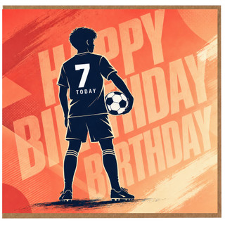 7th Birthday Card for Boy, Football Soccer Happy Birthday Card