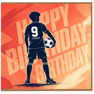9th Birthday Card for Boy, Football Soccer Happy Birthday Card