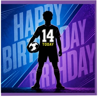 14th Birthday Card for Boy, Football Soccer Birthday Card