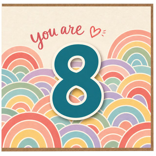 8th Birthday Card - You Are 8 Rainbow Design