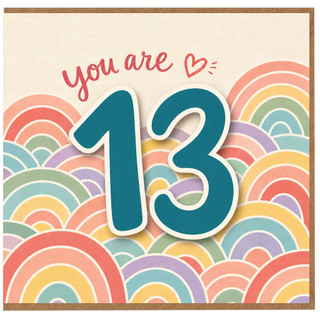 13th Birthday Card You Are 13 Pastel Rainbow Design