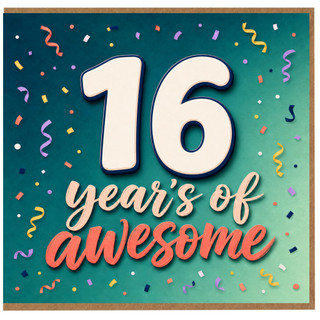 16th Birthday Card, 16 Years of Awesome Confetti Card