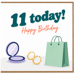 11th Birthday Card, Happy Birthday Jewellery Shopping Card