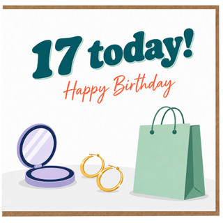 17th Birthday Card, 17 Today Happy Birthday Card