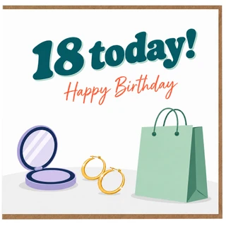 18th Birthday Card, Happy Birthday Card for Her, 18 Today Jewellery Gift Design