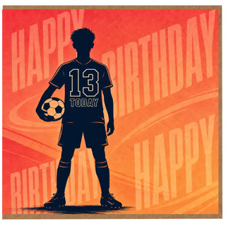 13th Birthday Card for Boy, Footballer Happy Birthday Card