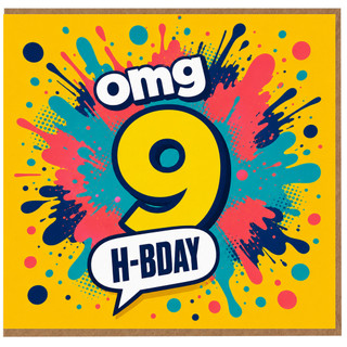 9th Birthday Card, OMG 9 H - BDAY Comic Style Card