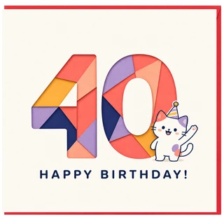 40th Birthday Card for Cat Lover, Happy Birthday Card