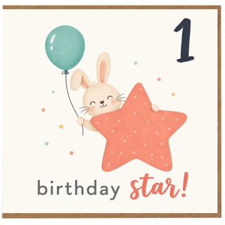 1st Birthday Star Card