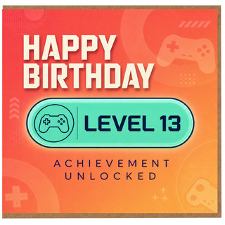 13th Birthday Card, Gaming Birthday Card, Achievement Unlocked Level 13 Card
