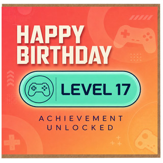 17th Birthday Card, Gaming Birthday Card, Happy Birthday Level 17 Card