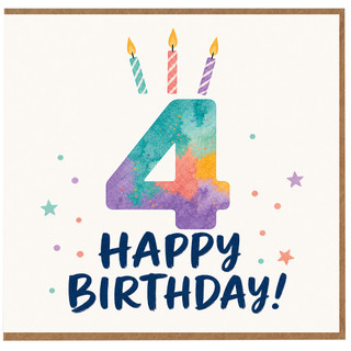 4th Birthday Card, Happy Birthday Candle Design