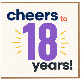 18th Birthday Card, Cheers to 18 Years!