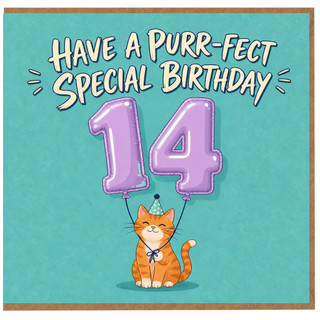 14th Birthday Card for Cat Lover, Have a Purr - fect Special Birthday Card