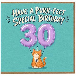 30th Birthday Card for Cat Lover, Purr - fect Special Birthday Card