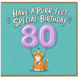80th Birthday Card for Cat Lover, Have a Purr - fect Special Birthday