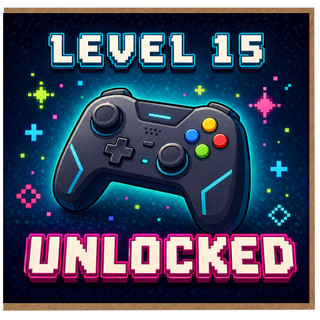 15th Birthday Card, Level 15 Unlocked Gaming Card